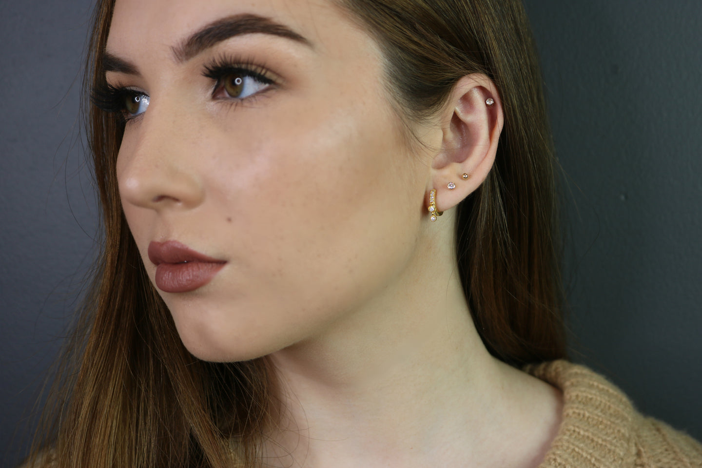 CZ Shaker Huggie Hoops | Dainty Dangling CZ Stones